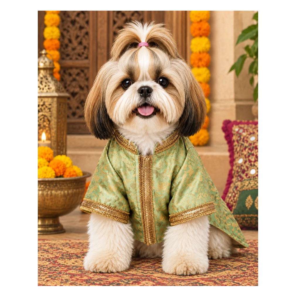 Pets Empire Premium Ethnic Kurta For Small Dogs- Green