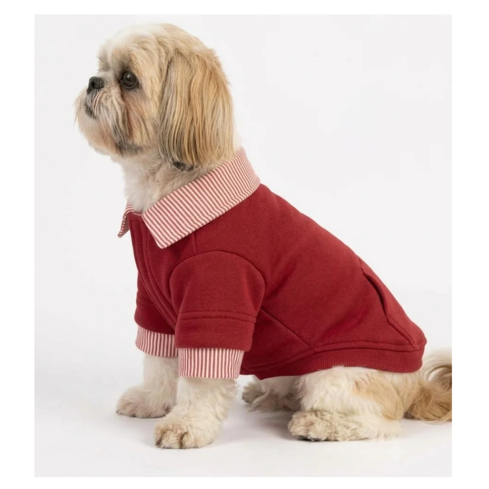 Pets Empire Red Sweatshirt Striped Collar & Cuffs
