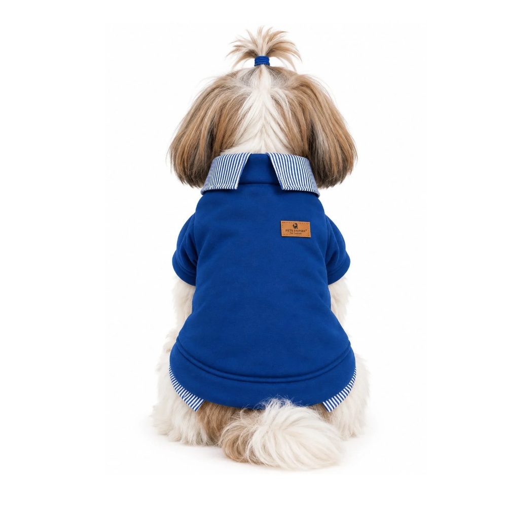 Pets Empire Blue Sweatshirt Striped Collar & Cuffs