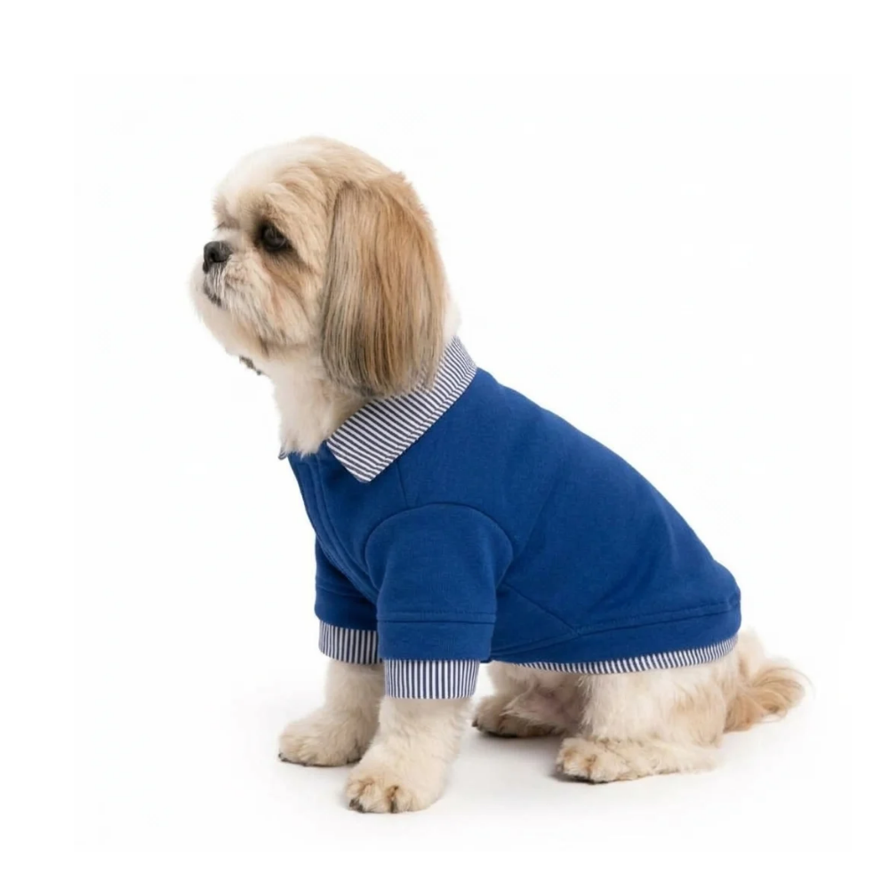 Pets Empire Blue Sweatshirt Striped Collar & Cuffs