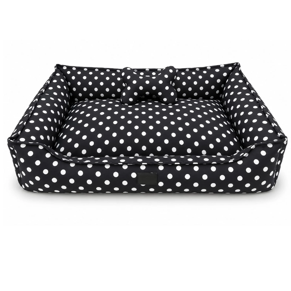 Pets Empire  Black Polka Dot Dog Bed with Bone-Shaped Pillow