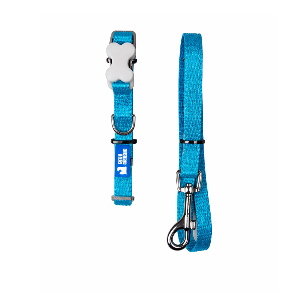 PETS EMPIRE Classic Dog Collar & Leash Set with Bow-Blue