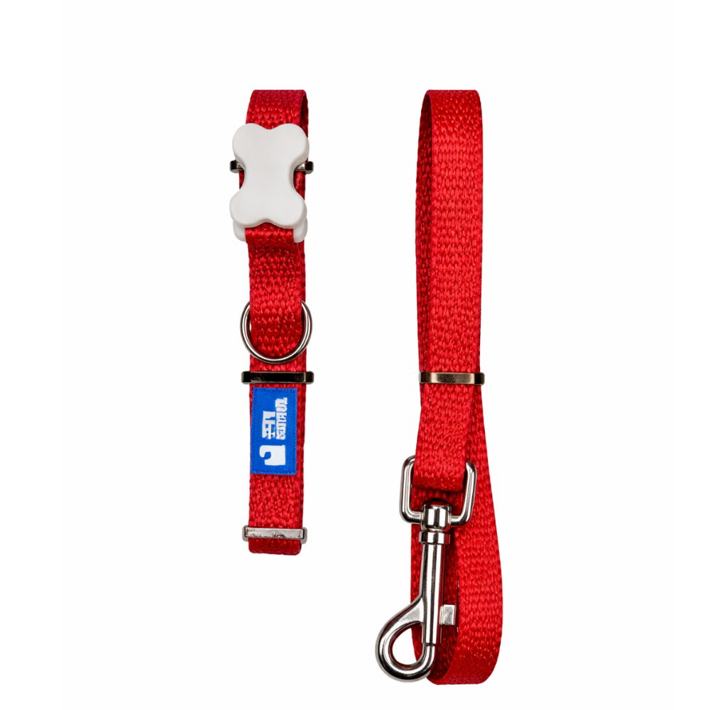PETS EMPIRE Classic Dog Collar & Leash Set with Bow-Red
