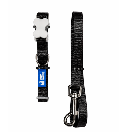 PETS EMPIRE Classic Dog Collar & Leash Set with Bow-Black