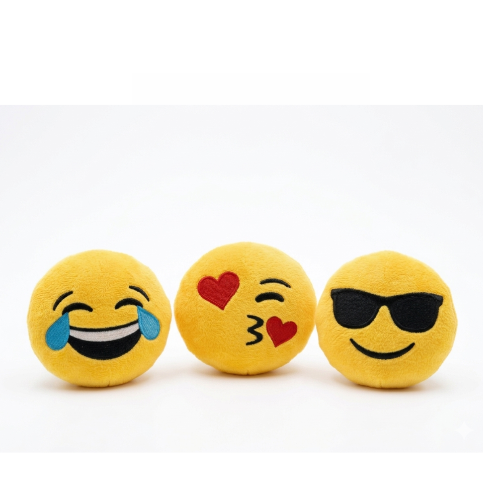 Pets Empire Emoji Rattle Plush Toy for Dogs (3 pc)