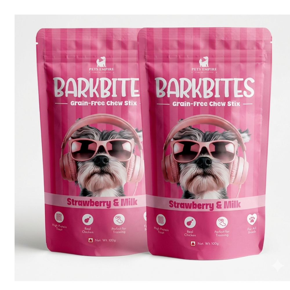 Pets Empire Barkbites Stix For Dogs Milk & Strawberry (100gms)