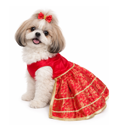 Pets Empire Lehenga Dress for Female  Dogs- Red