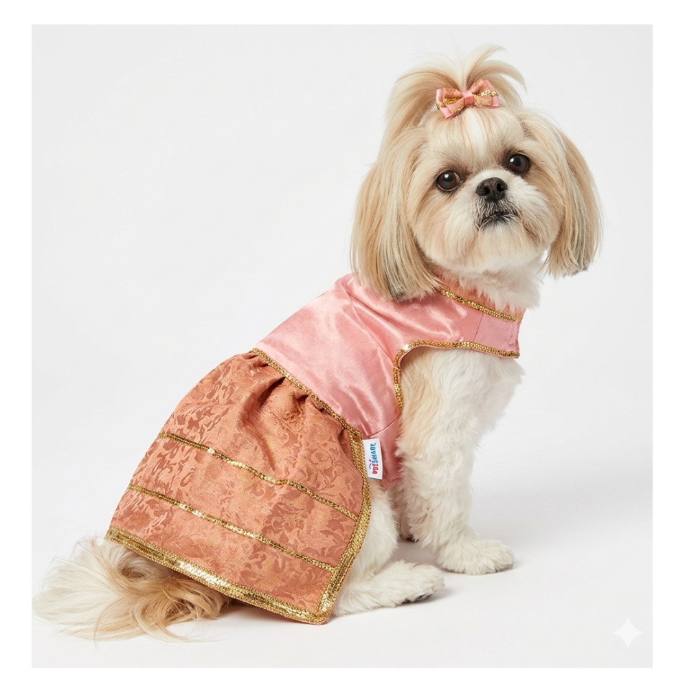 Pets Empire Lehenga Dress for Female  Dogs- Peach