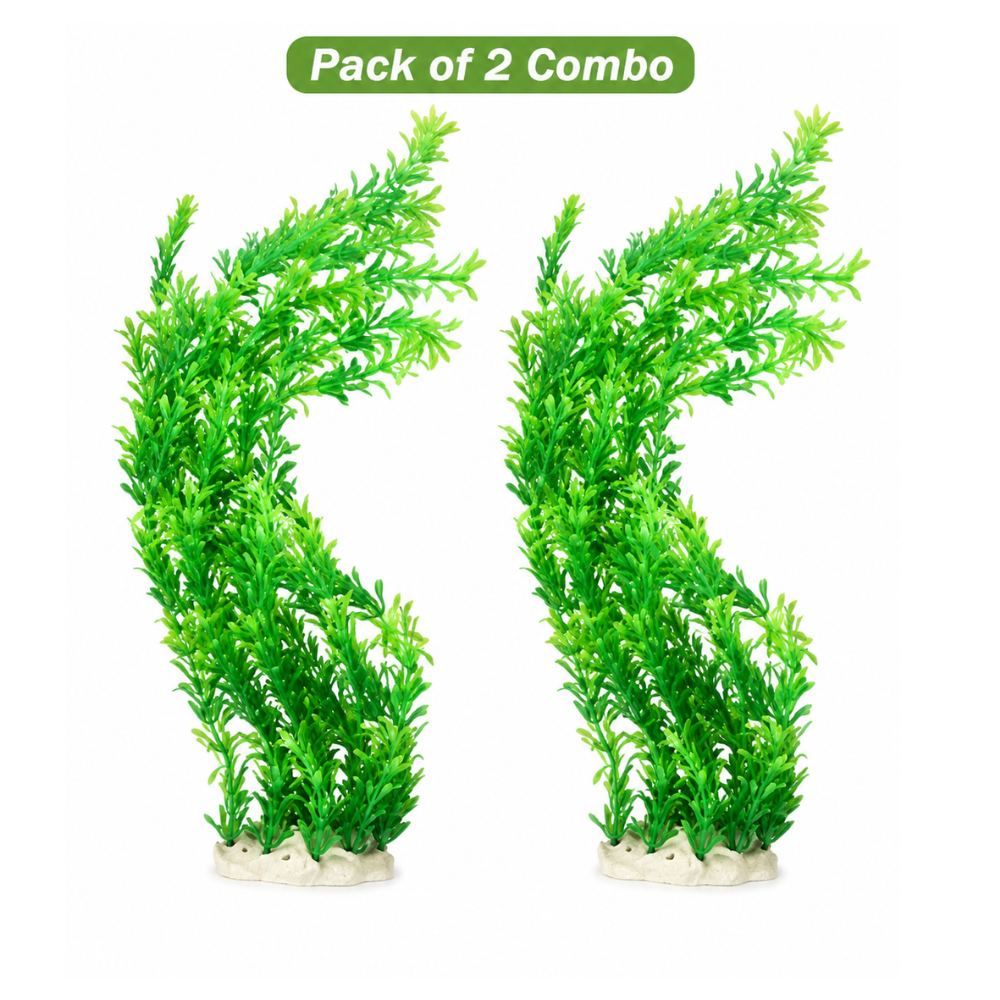 Pets Empire Aquamarine Artificial Green Grass Water Plant for Fish Tank (Pack of 2)