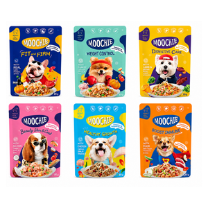 Moochie 6-Flavor Mixed Wet Dog Food Pack – 85g Pouches