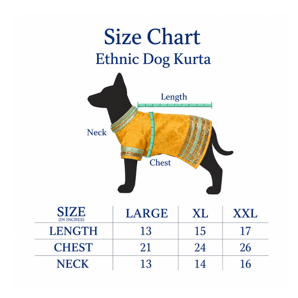 Pets Empire Yellow Brocade Festive Kurta For Small Breeds Dog