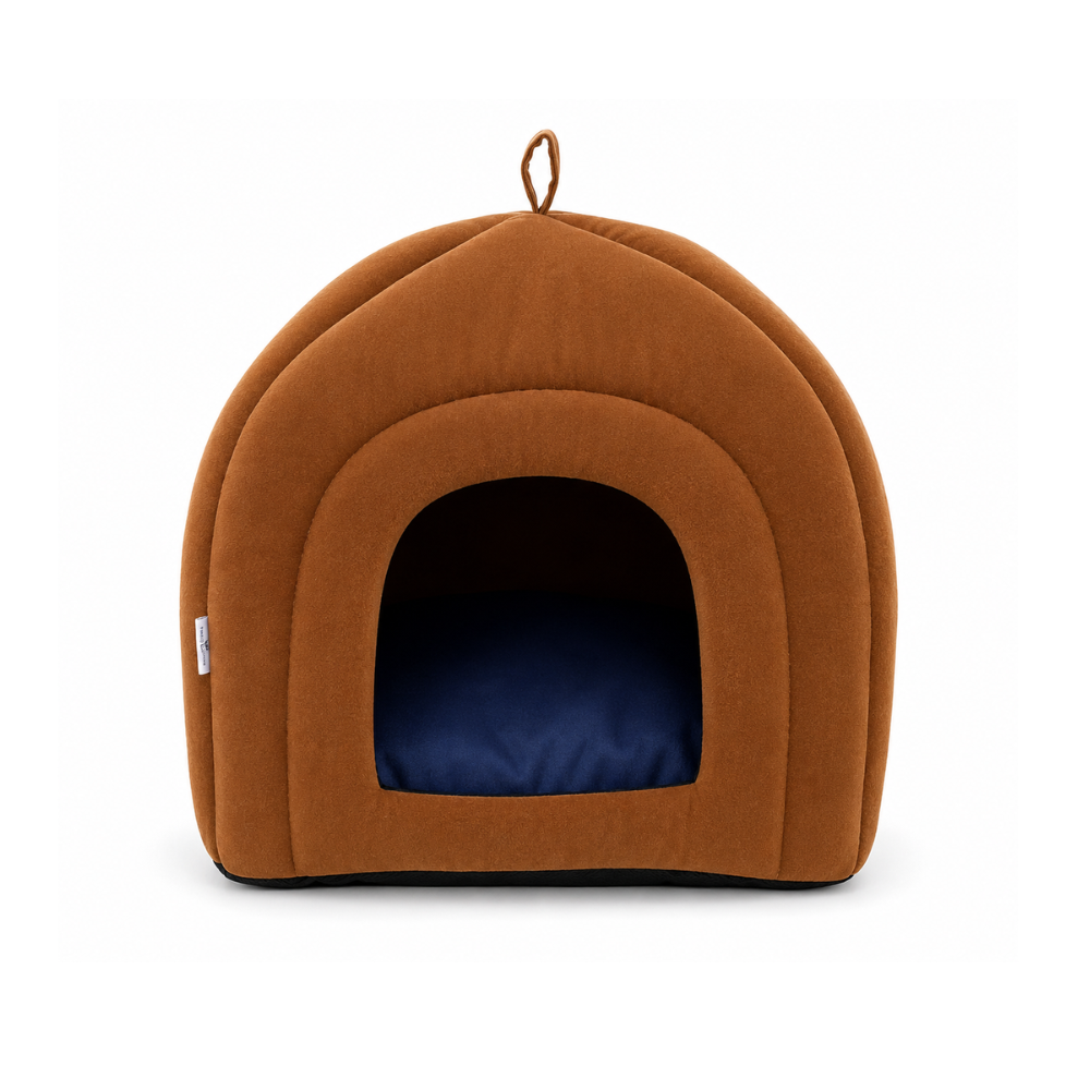 Pets Empire Soft Fabric Comfortable Hut Bed for Cats, Kittens and Puppies- Brown