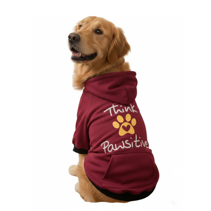 Pets Empire Think Pawsitive Hoodie For Dogs - Mahroon