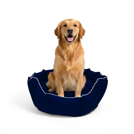 Pets Empire Round Lounger Beds with Pillow for Dogs - Dark Blue
