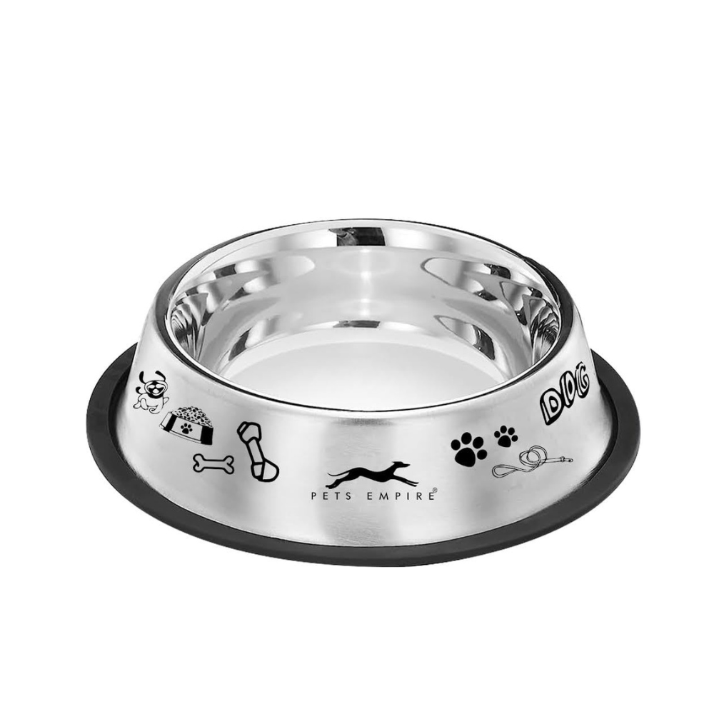 Pets Empire Stainless Steel Printed Dog Bowl (700ML- Pack of 2)