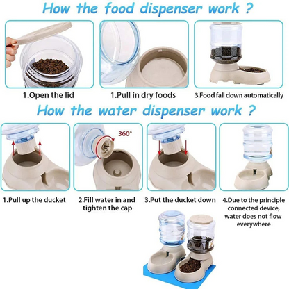 Pets Empire Automatic Dog/Cat Feeders Set with Water Dispenser (3L X 2Pcs)