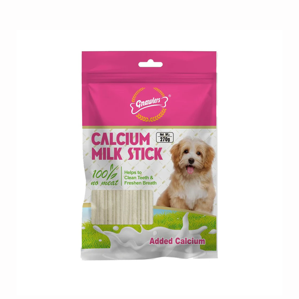 GNAWLERS All Life Stages Calcium Milk Stick Dog Treat - 270g