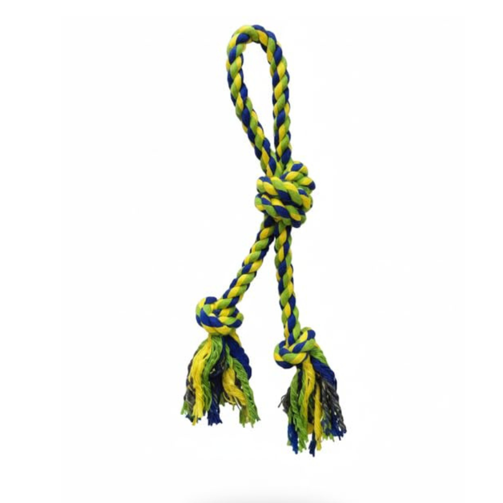 PETS EMPIRE Natural Rope Hand Toy with 2 Knots, Tug & Chew Toy for Dogs