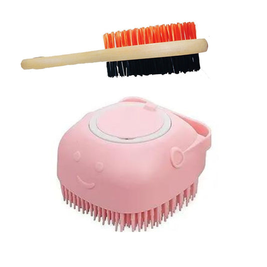 Pets Empire Double Sided Brush Silicone Bath Brush Combo