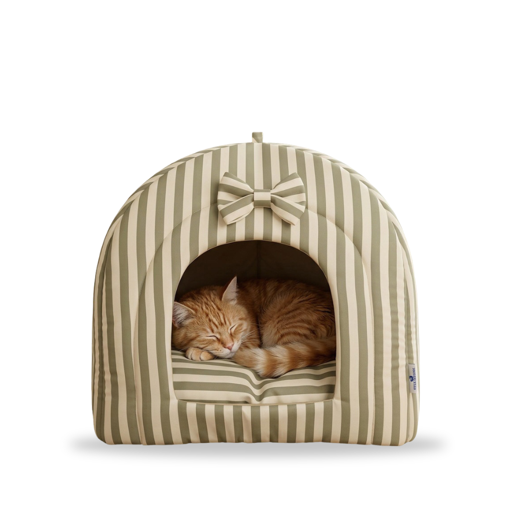 Pets Empire Striped Hut Bed with Soft Cushion for Cats & Kittens