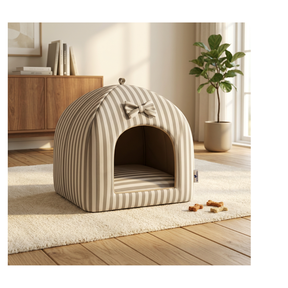 Pets Empire Striped Hut Bed with Soft Cushion for Cats & Kittens
