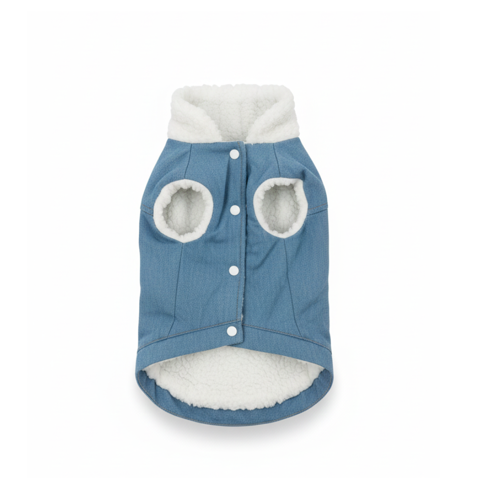 Pets Empire Fleece Denim Jacket for small to medium dogs - Light Blue