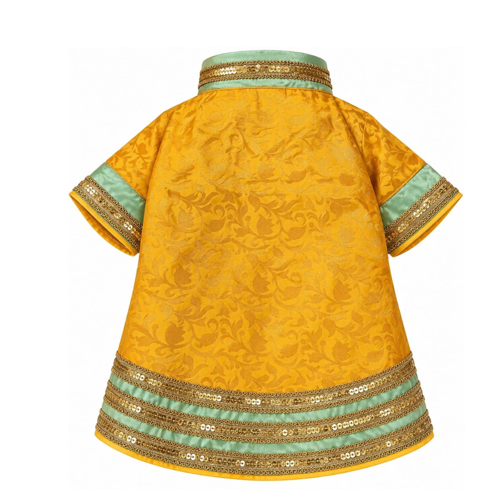 Pets Empire Yellow Brocade Festive Kurta For Small Breeds Dog