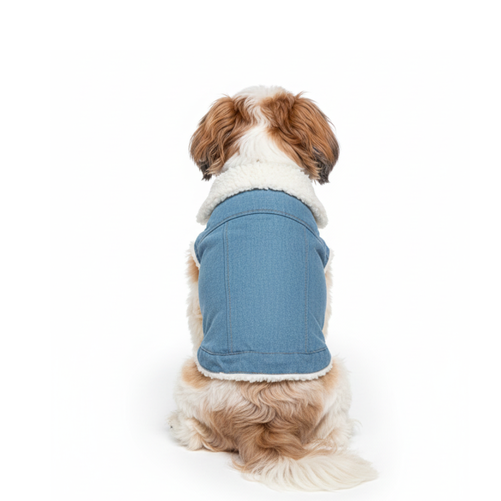 Pets Empire Fleece Denim Jacket for small to medium dogs - Light Blue