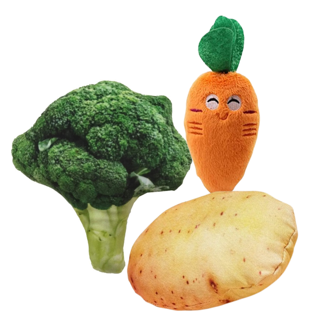 Pets Empire Vegetables Plush Toy combo for Dogs Puppies - Pack of 3