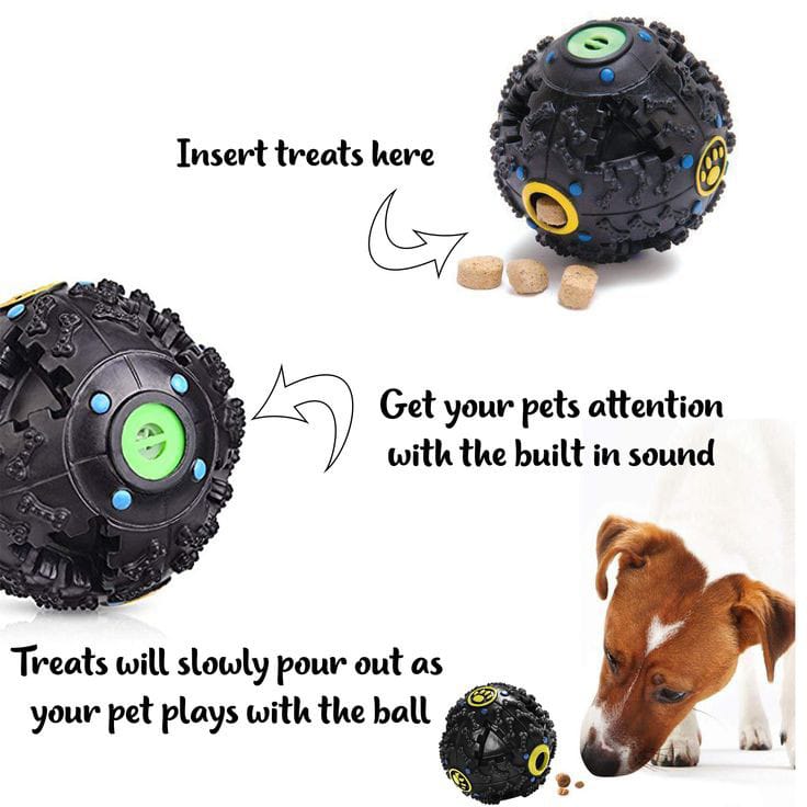 Pets Empire Treat Dispenser Chew Ball with Squeaker for Dogs Multicolor (Pack of 2)