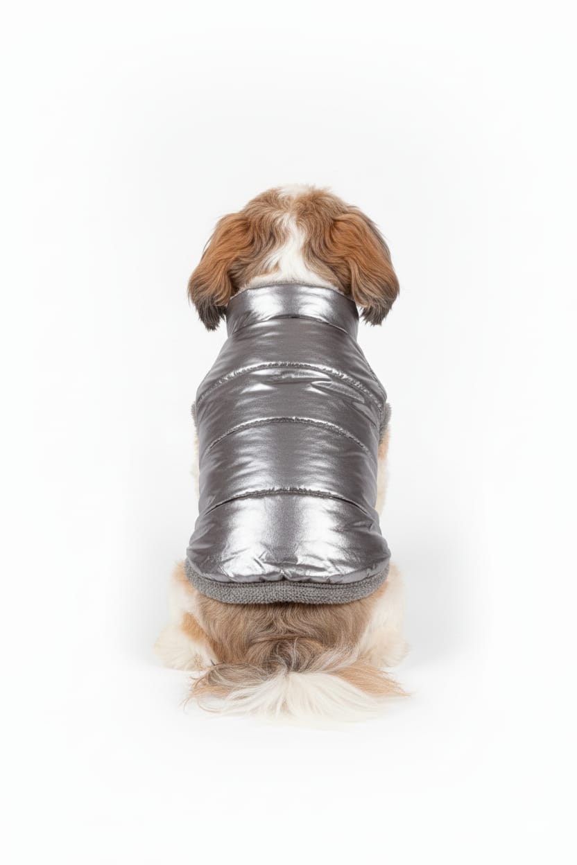 Pets Empire Metallic Silver  Puffer Jacket  Vest for Small Dogs (Half)
