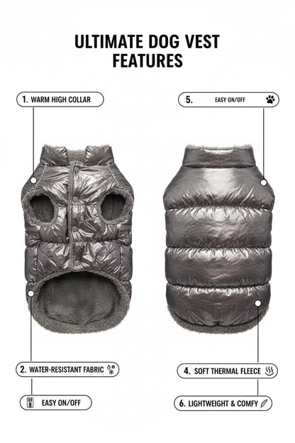 Pets Empire Metallic Silver  Puffer Jacket  Vest for Small Dogs (Half)