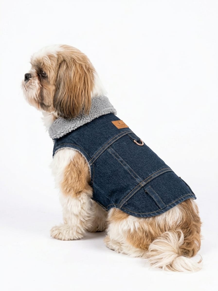 Pets Empire Premium Denim Dog Vest Jacket - Dark Blue