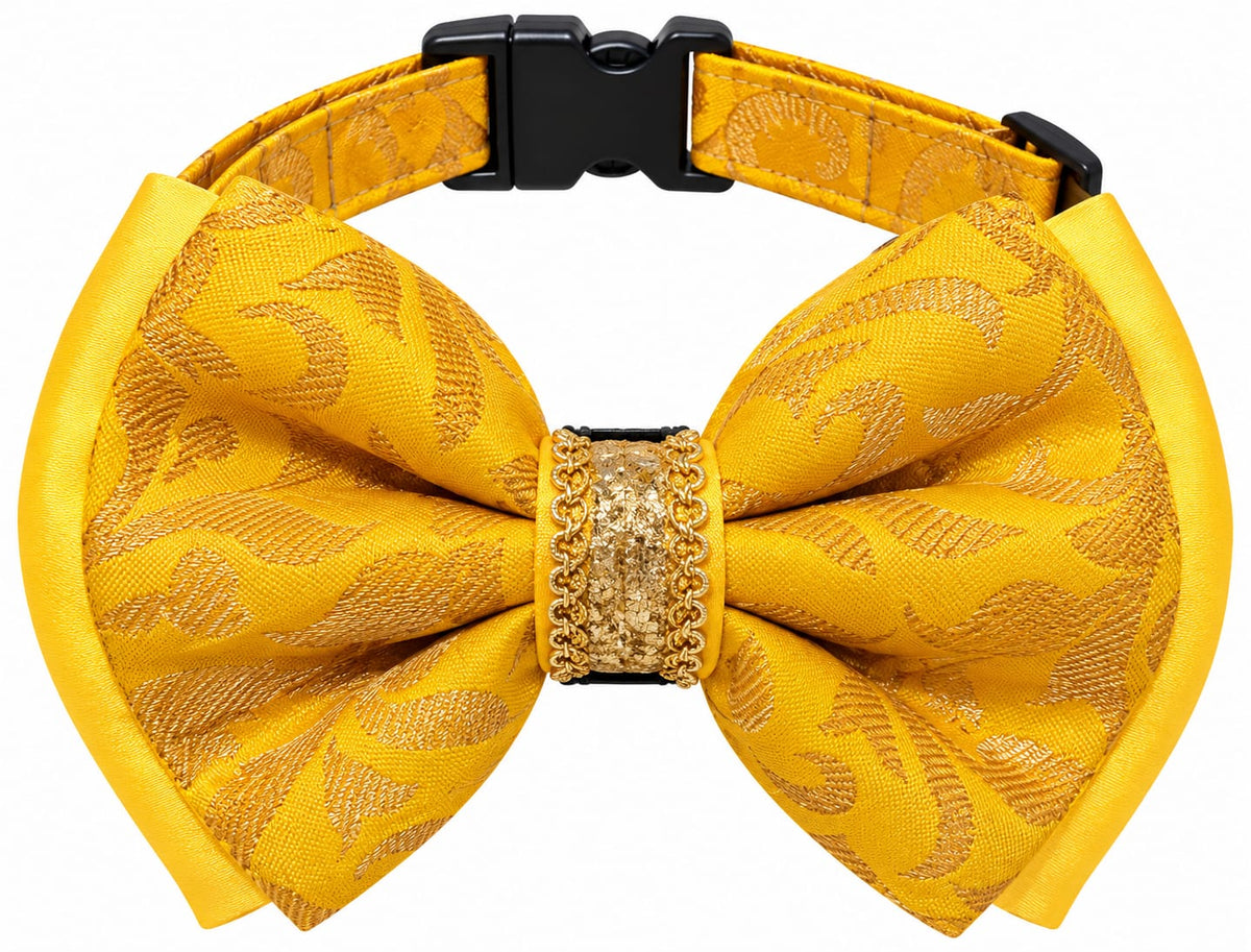Pets Empire Ethnic Designer Dog Bow Tie Collar- Yellow