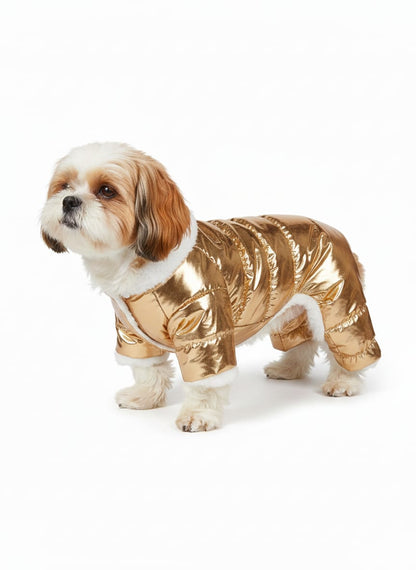 Pets Empire Metallic Golden Puffer Jacket for Small Dogs (Full)