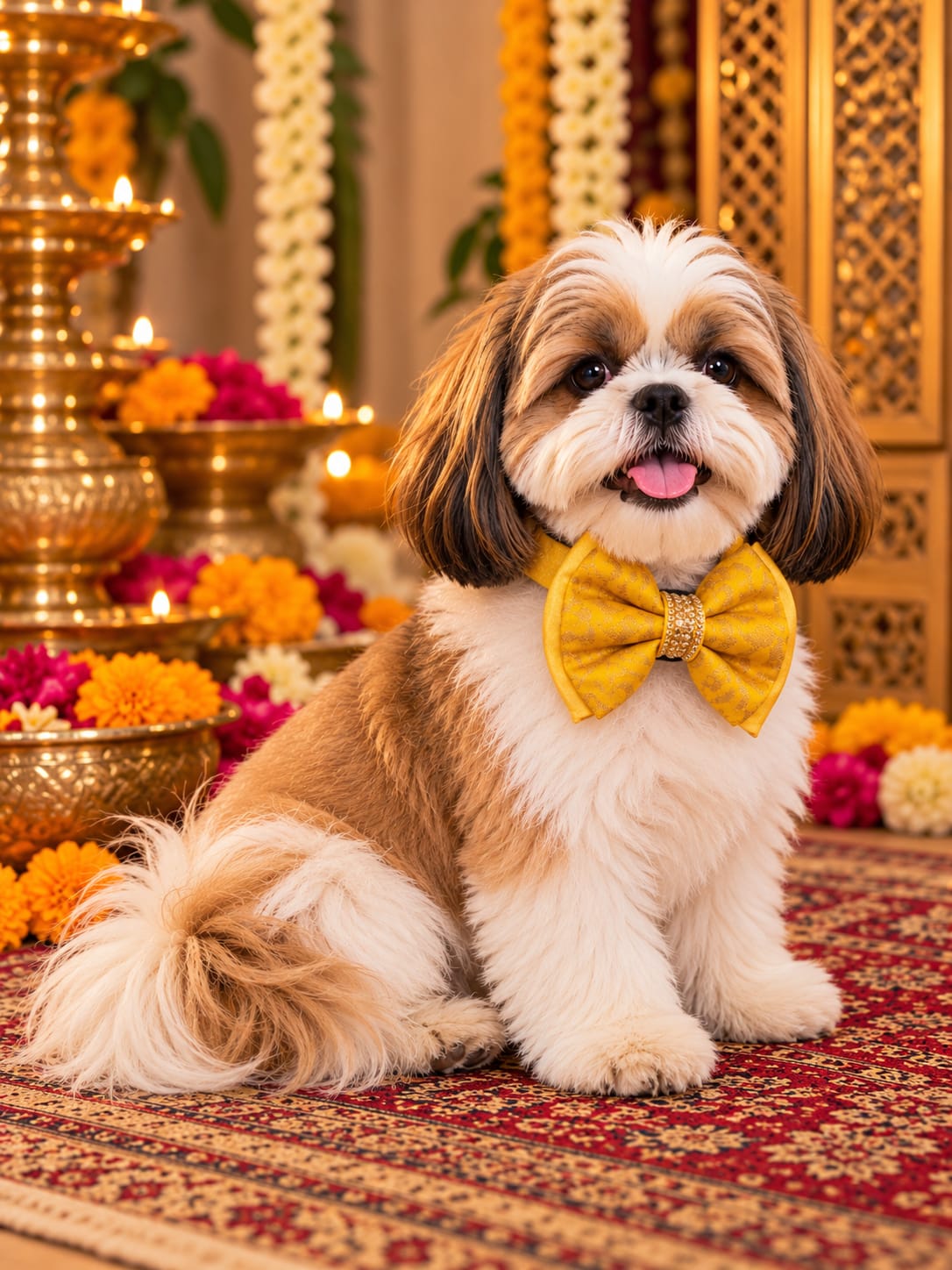 Pets Empire Ethnic Designer Dog Bow Tie Collar- Yellow