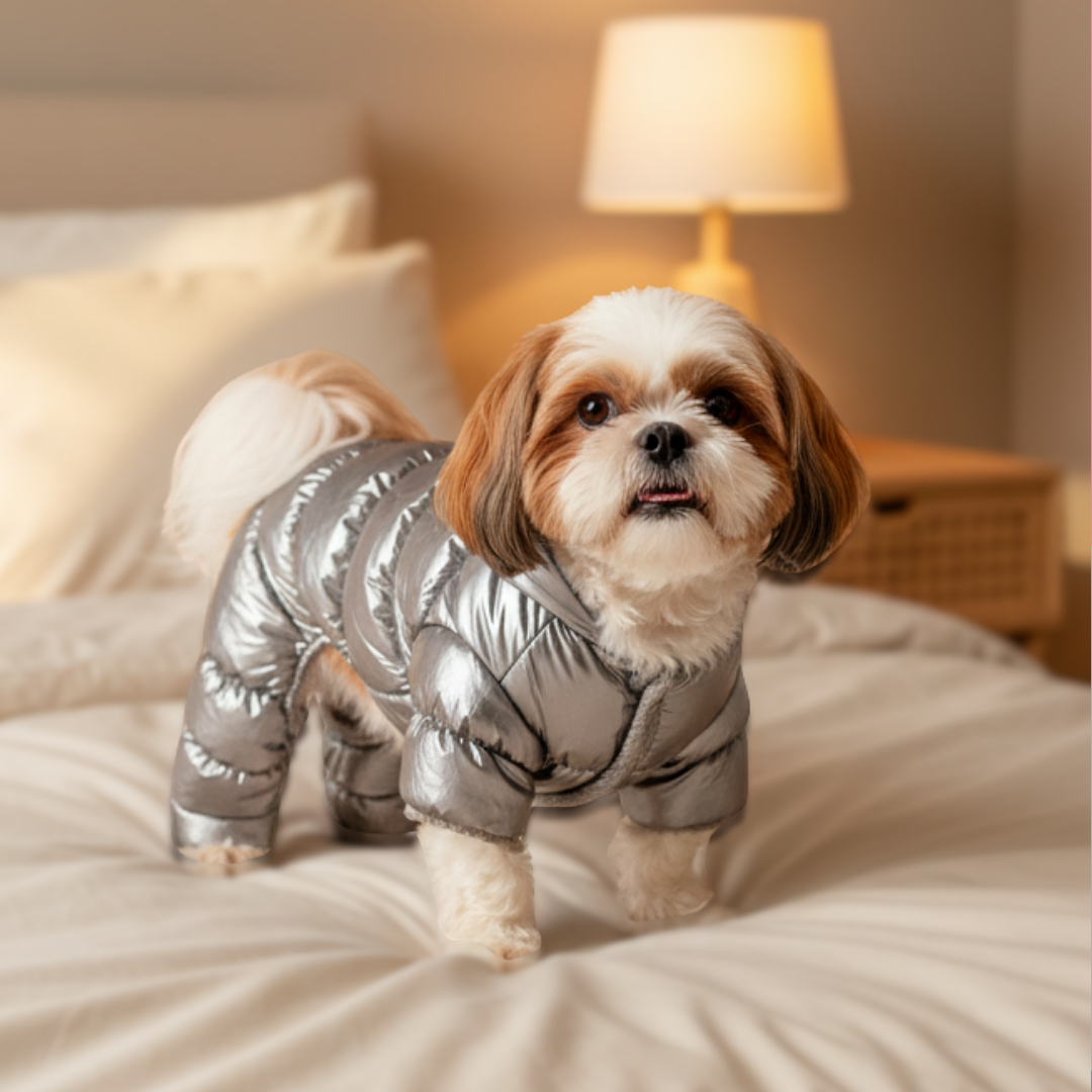 Pets Empire Metallic Silver Puffer Jacket for Small Dogs (Full)