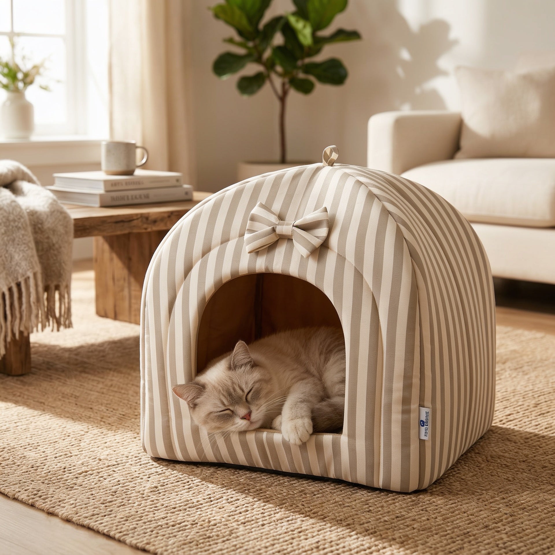 Pets Empire Striped Hut Bed with Soft Cushion for Cats & Kittens