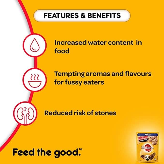 Pedigree Chicken & Liver Chunks in Gravy Adult Wet Dog Food - 70 g packs