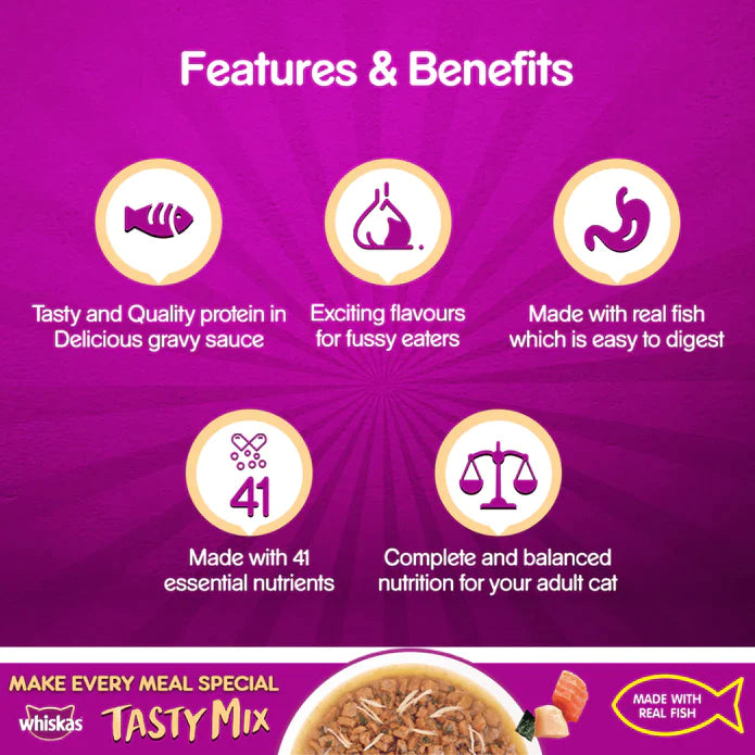 Whiskas Adult (1+ year) Tuna With Kanikama And Carrot in Gravy - 70g