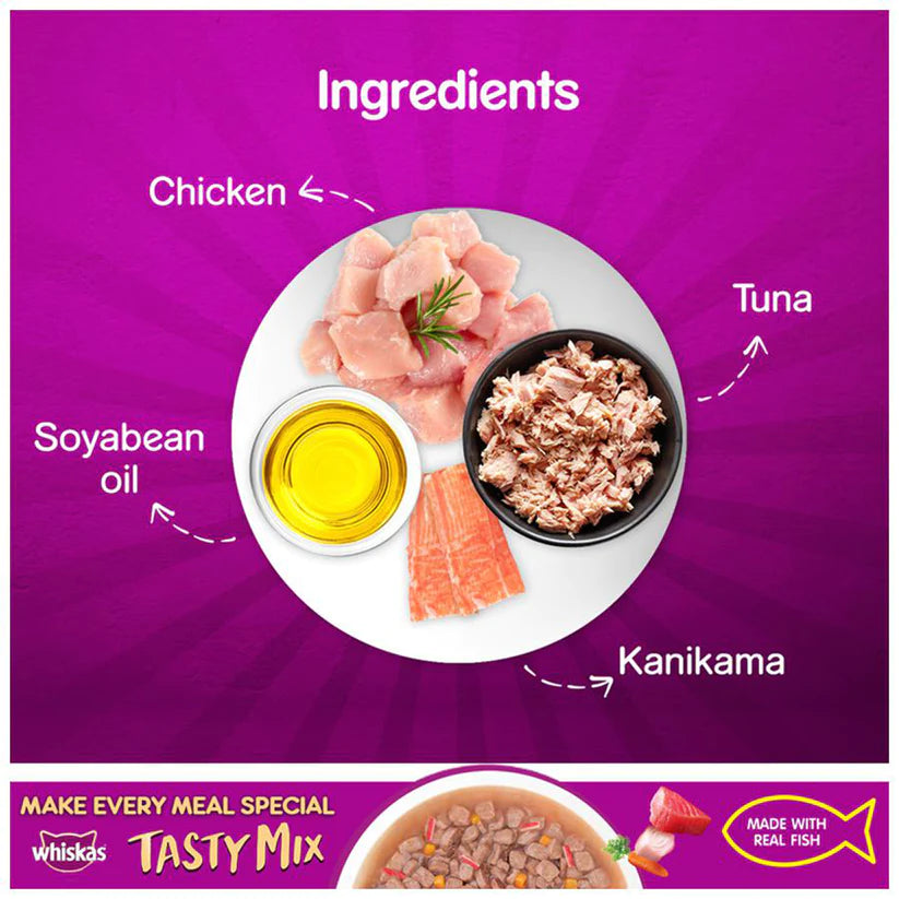 Whiskas Tuna With Kanikama and Carrot Adult Wet Cat Food (70 gX 24pc)