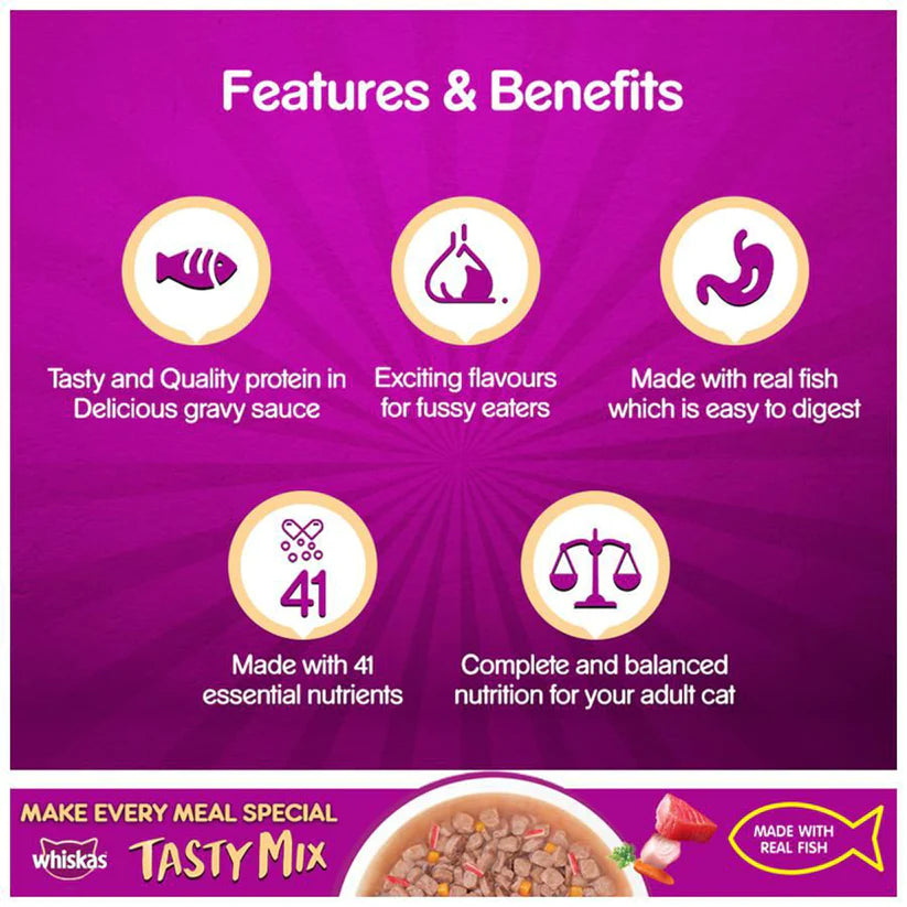 Whiskas Tuna With Kanikama and Carrot Adult Wet Cat Food (70 gX 24pc)