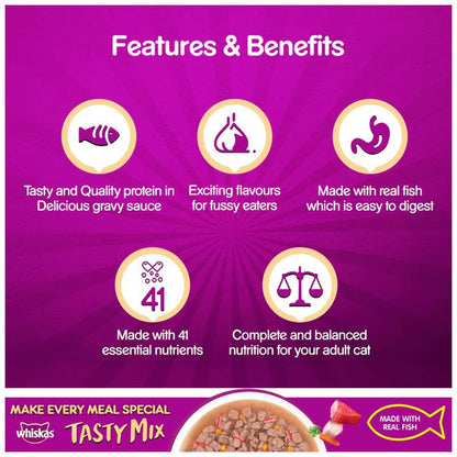 Whiskas Tuna With Kanikama and Carrot Adult Wet Cat Food (70 gX 24pc)