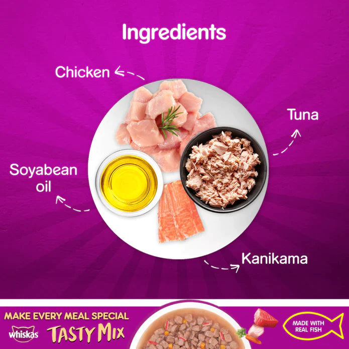 Whiskas Adult (1+ year) Tuna With Kanikama And Carrot in Gravy - 70g