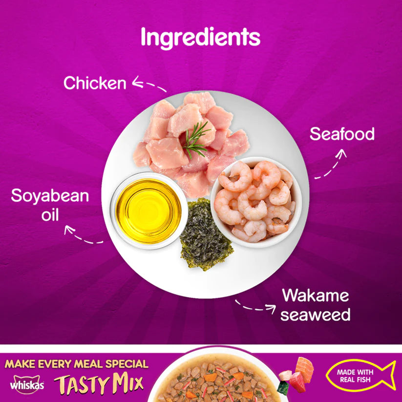 Whiskas Adult (1+ year) Seafood Cocktails Wakem Seaweed Adults Wet Cat Food
