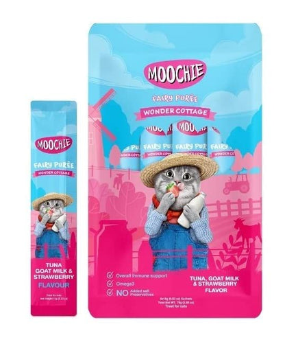 Moochie Creamy Treat for Cats- Tuna , Goatmilk & Strawberry (15g Each)