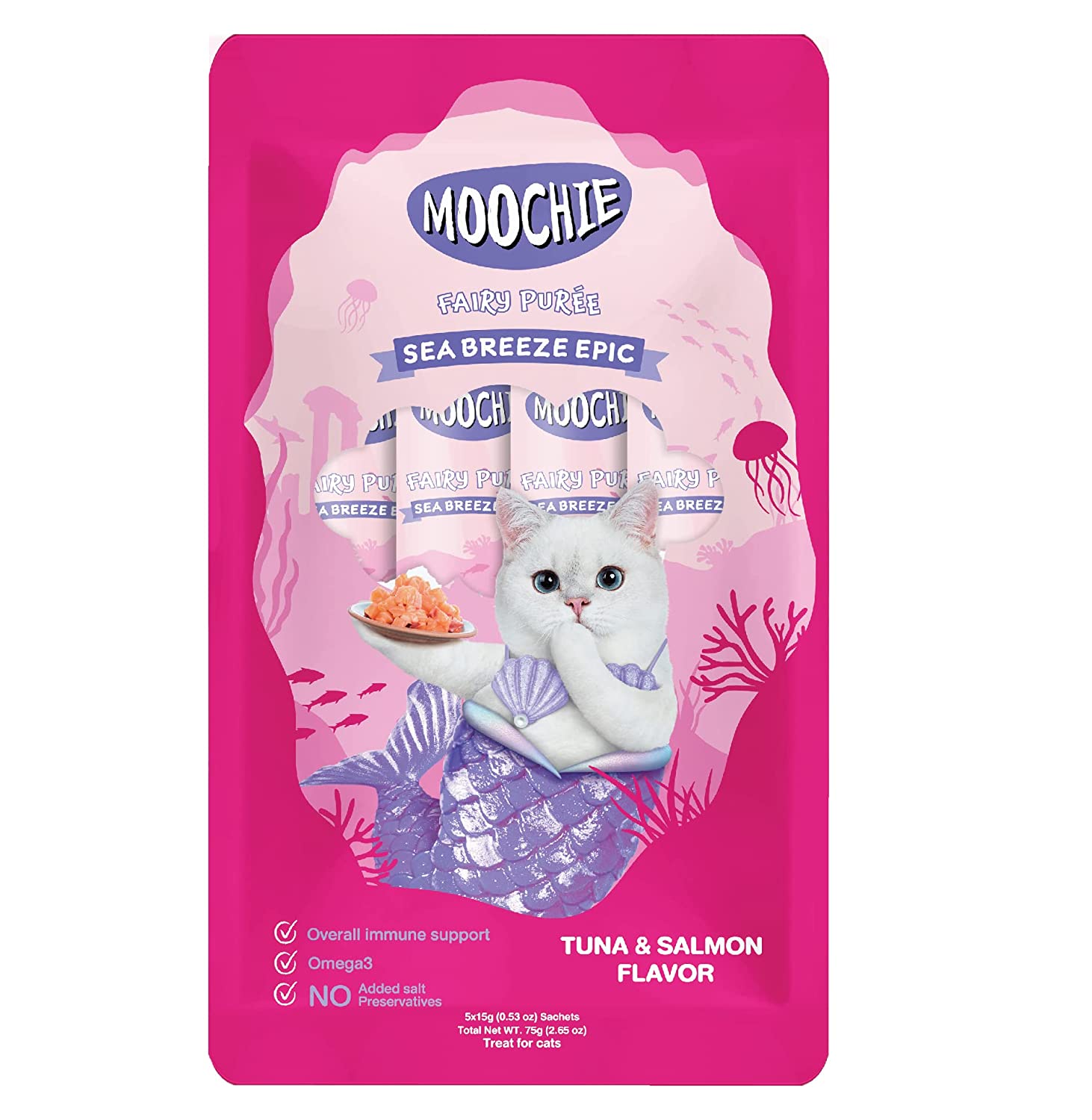 Moochie Creamy Treat for Cats- Tuna & Salmon (15g Each)