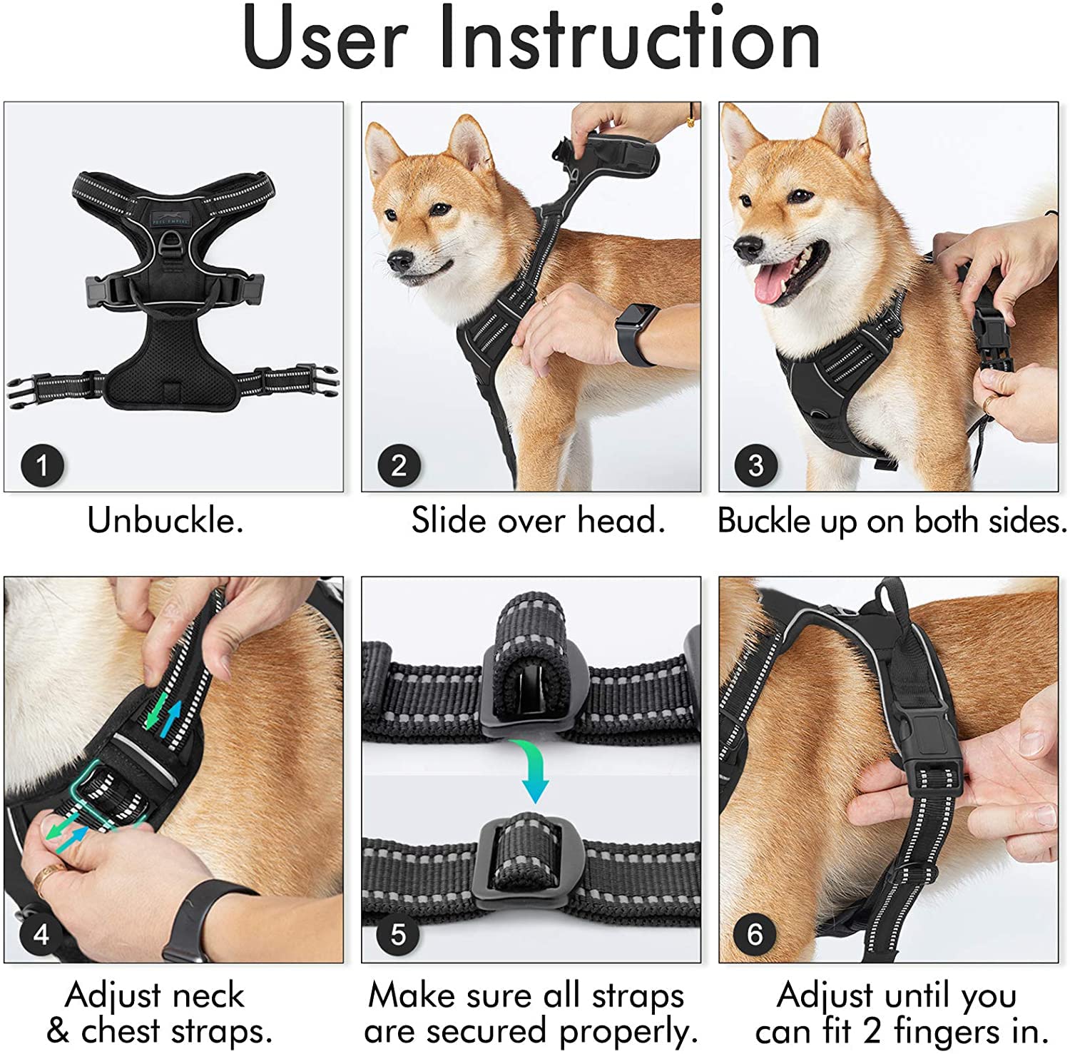 Pets Empire Classic Mesh Padded Dog Harness - Black - Pets Empire