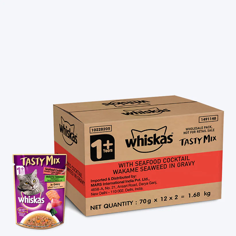 Whiskas Adult (1+ year) Seafood Cocktails Wakem Seaweed Adults Wet Cat Food